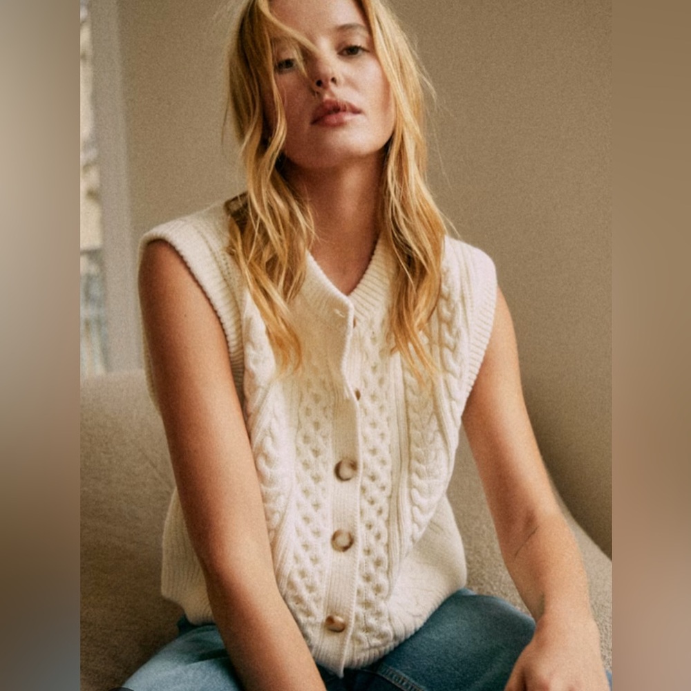Sezane Roxane Cardigan Ecru - Size XS